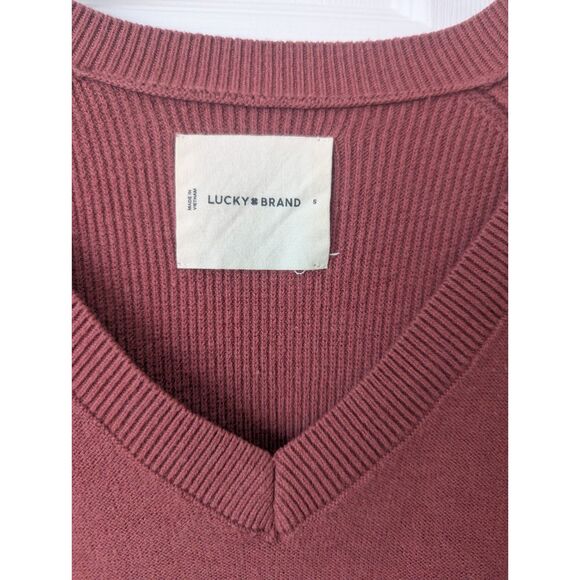 Lucky Brand Red V-Neck Pullover Sweater | Women’s Small | Cashmere Blend - Picture 2 of 4